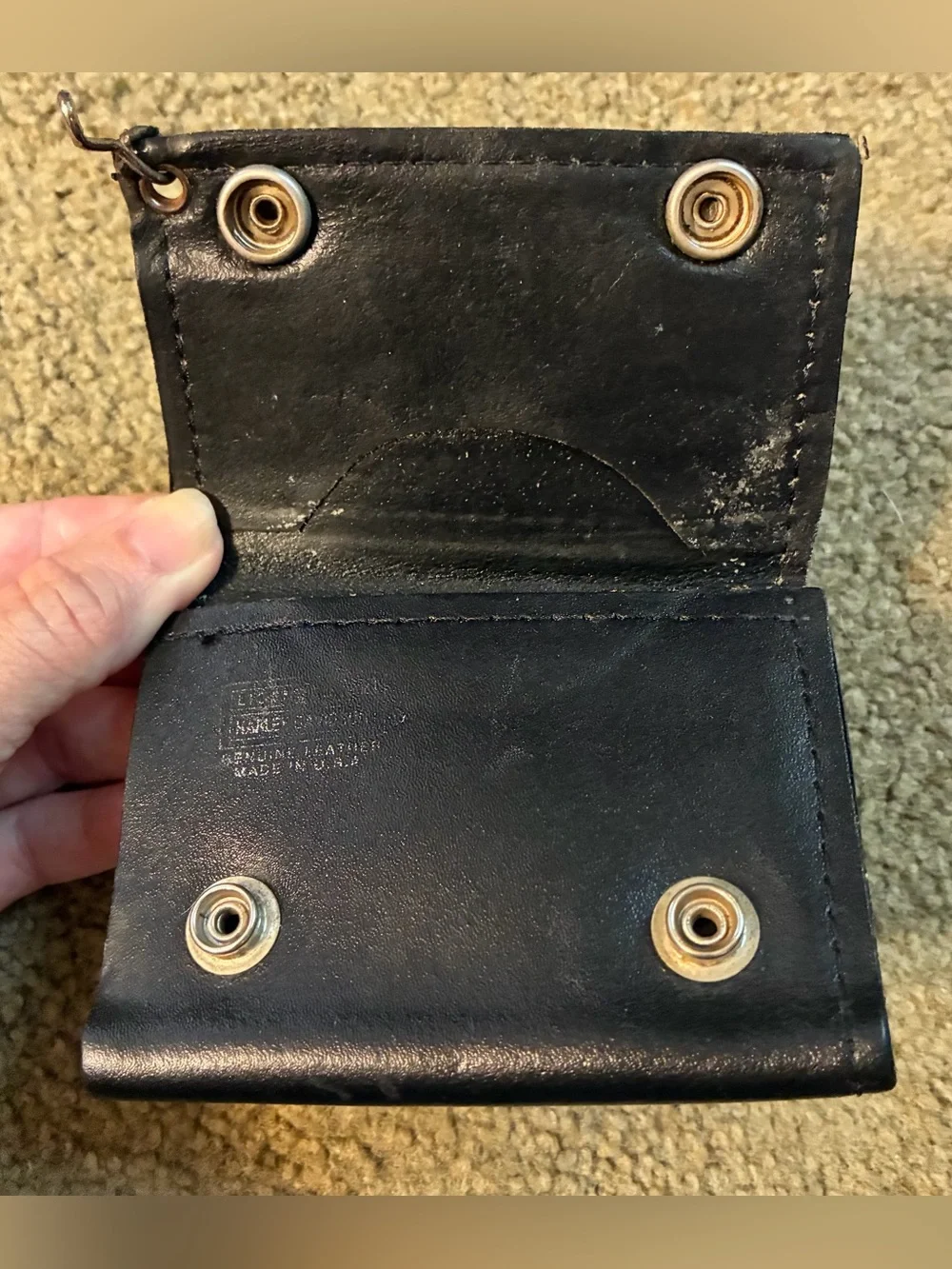 Harley-Davidson Black Leather Trifold Men's Wallet Logo Snap Biker Motorcycle